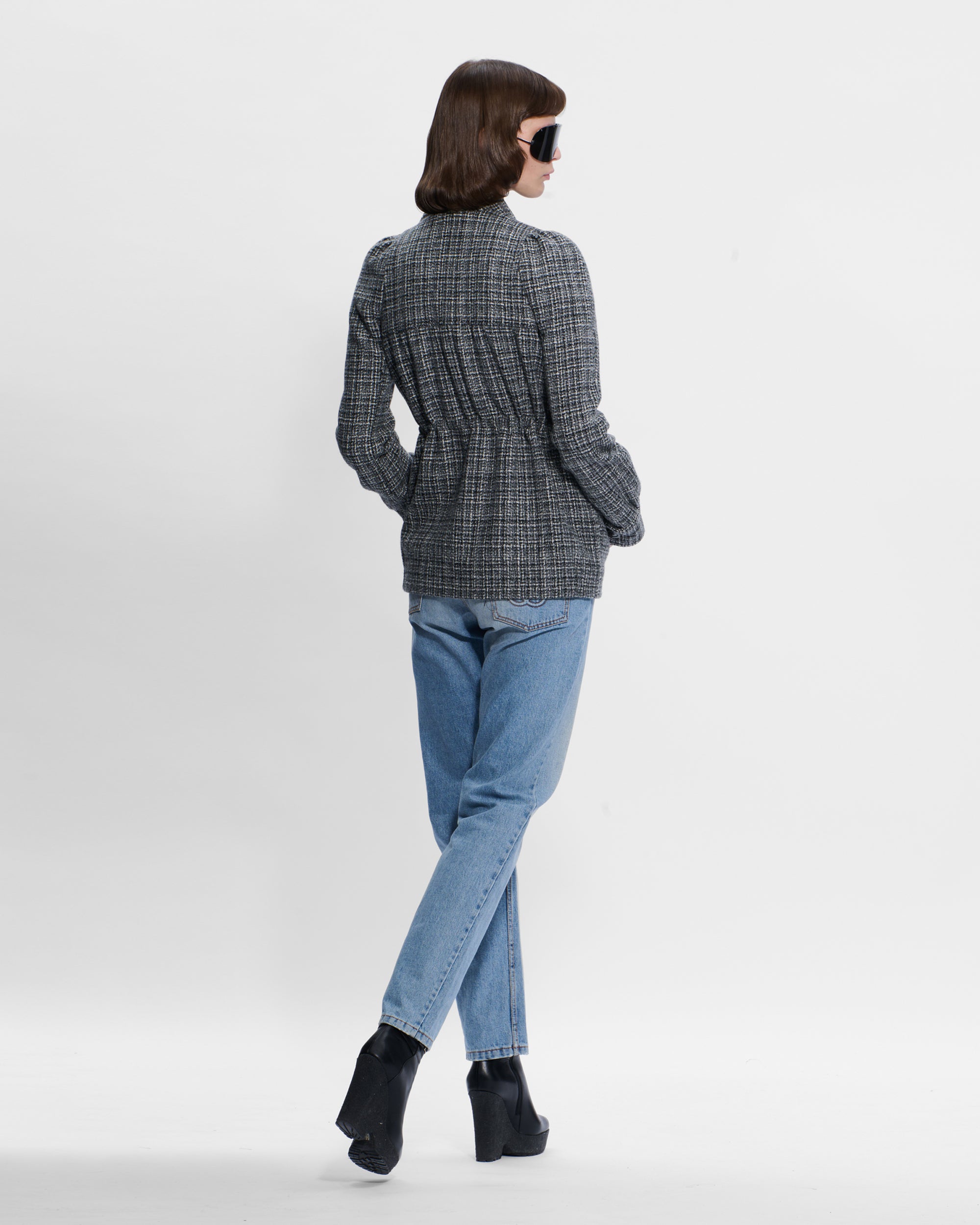 Bow Neck Jacket in Grey