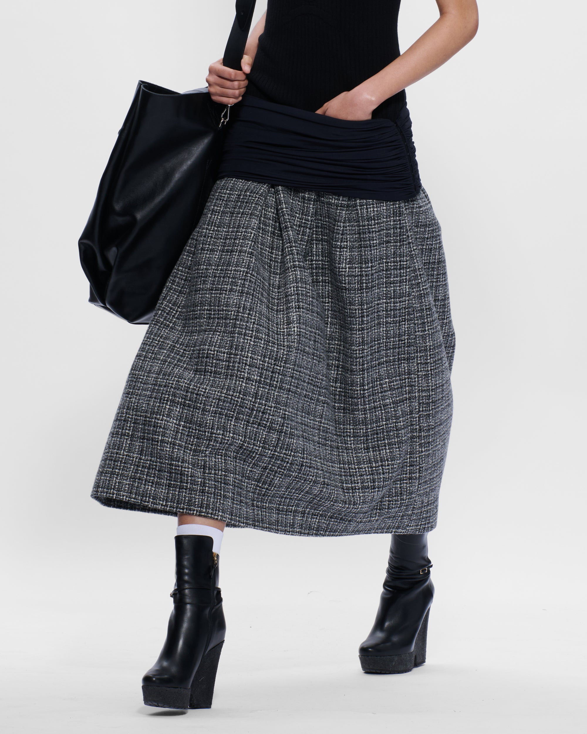 Elastic Waist Skirt in Tweed