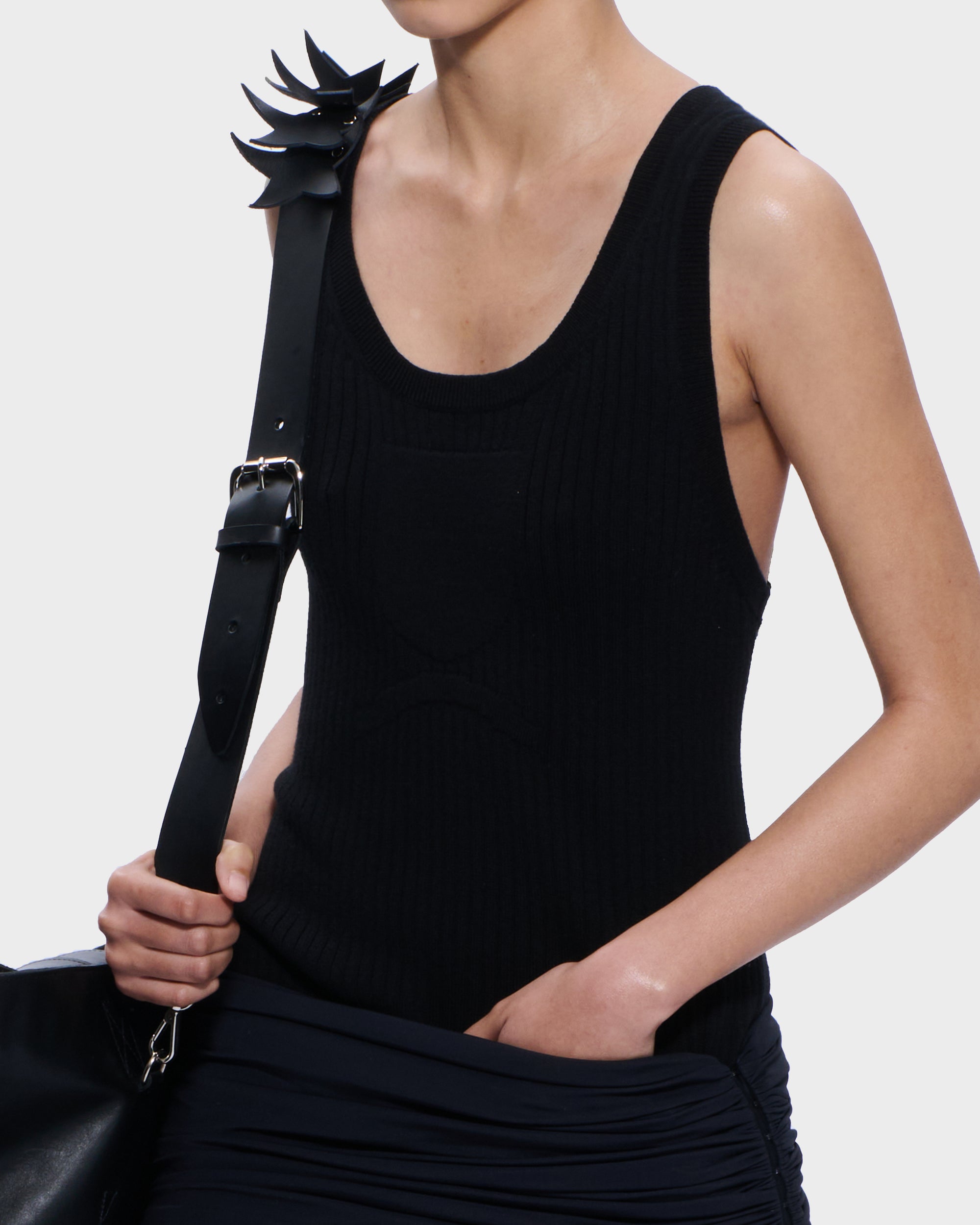 Shield Ribbed Vest in Black