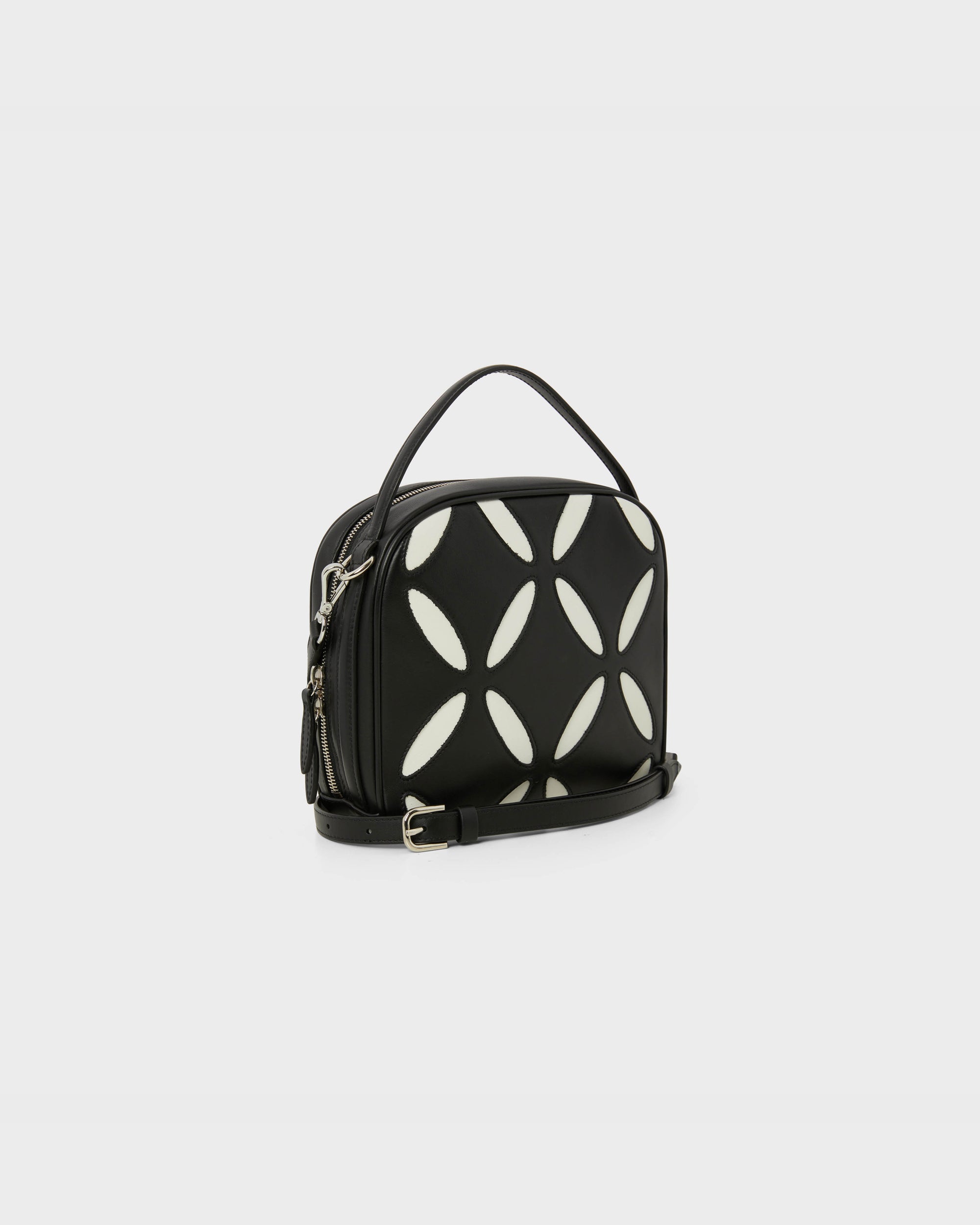 Bowling Bag in Black & White Leather