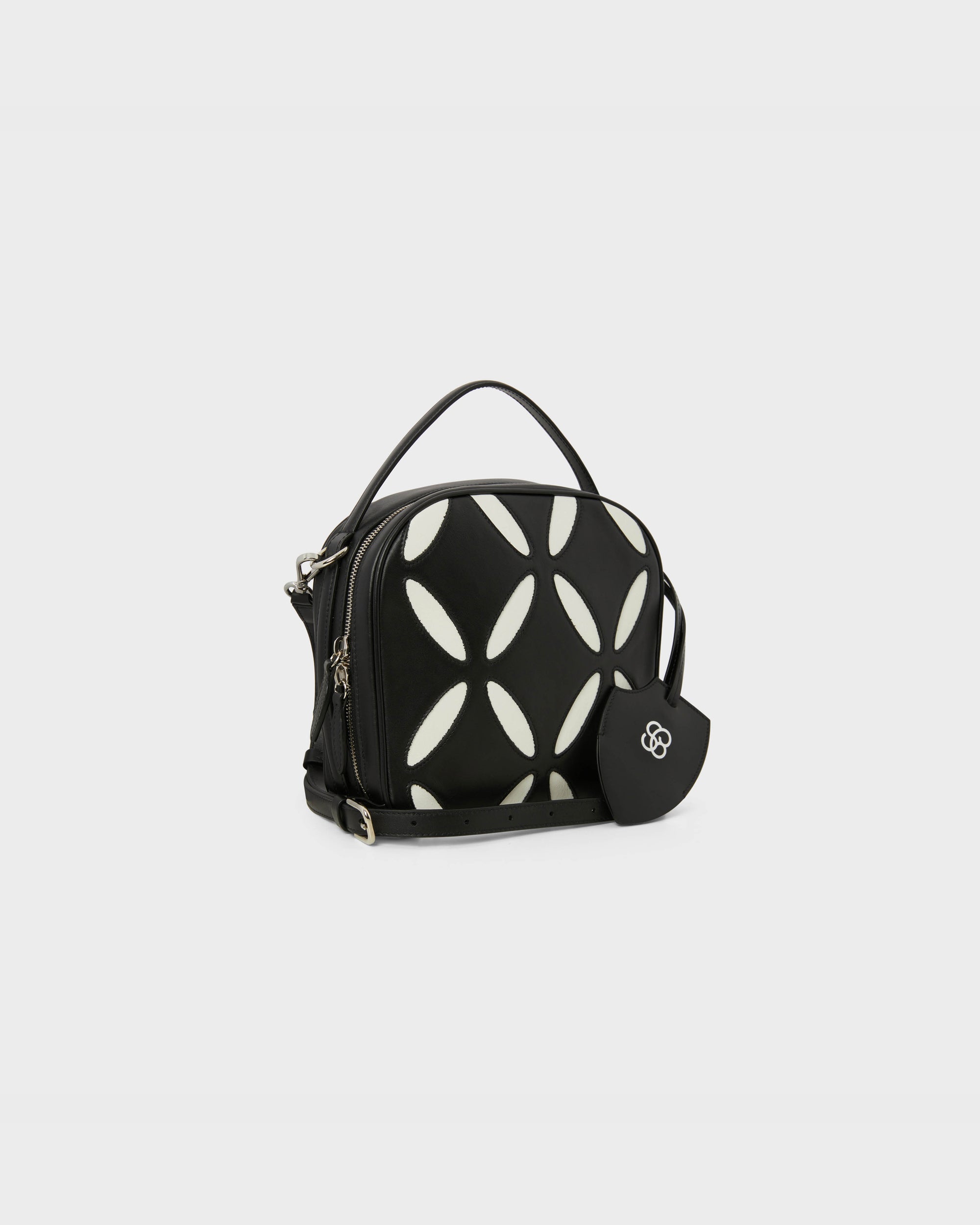 Bowling Bag in Black & White Leather