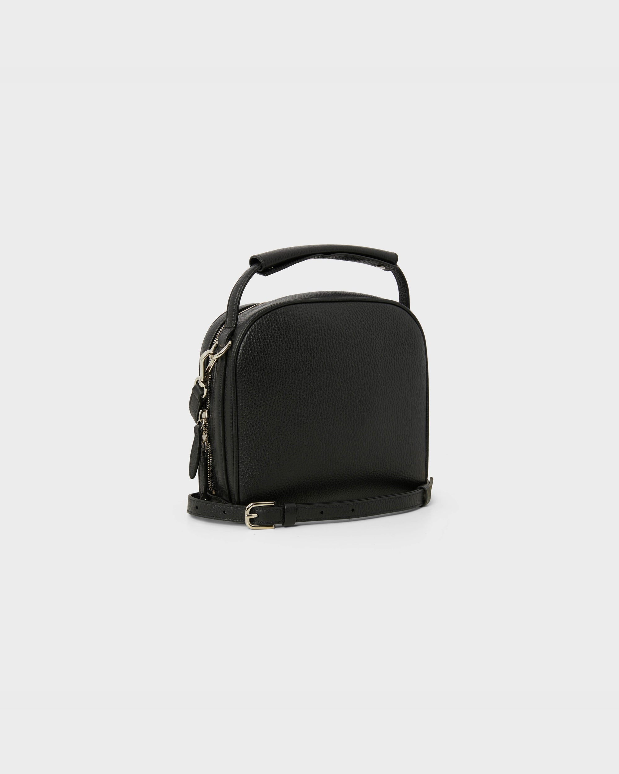 Bowling Bag in Black Grain Leather