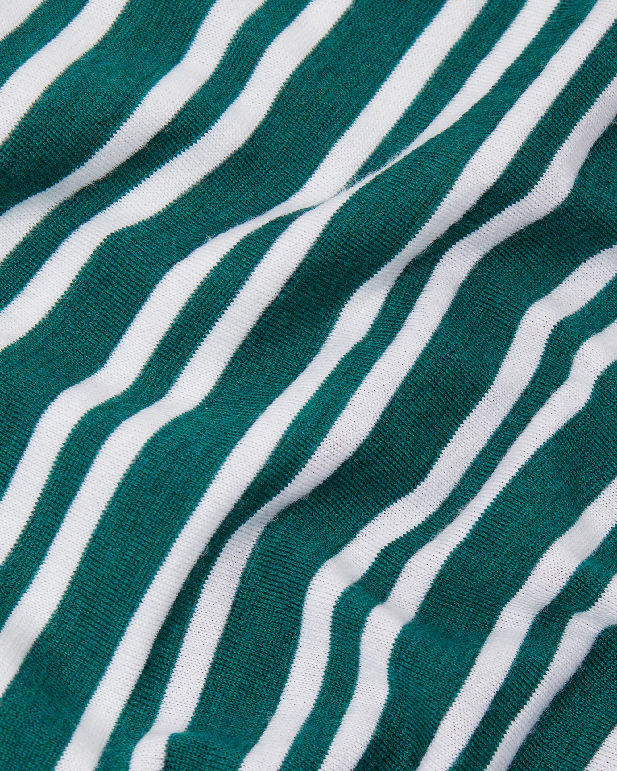 Knitted Polo Shirt in Green Stripe