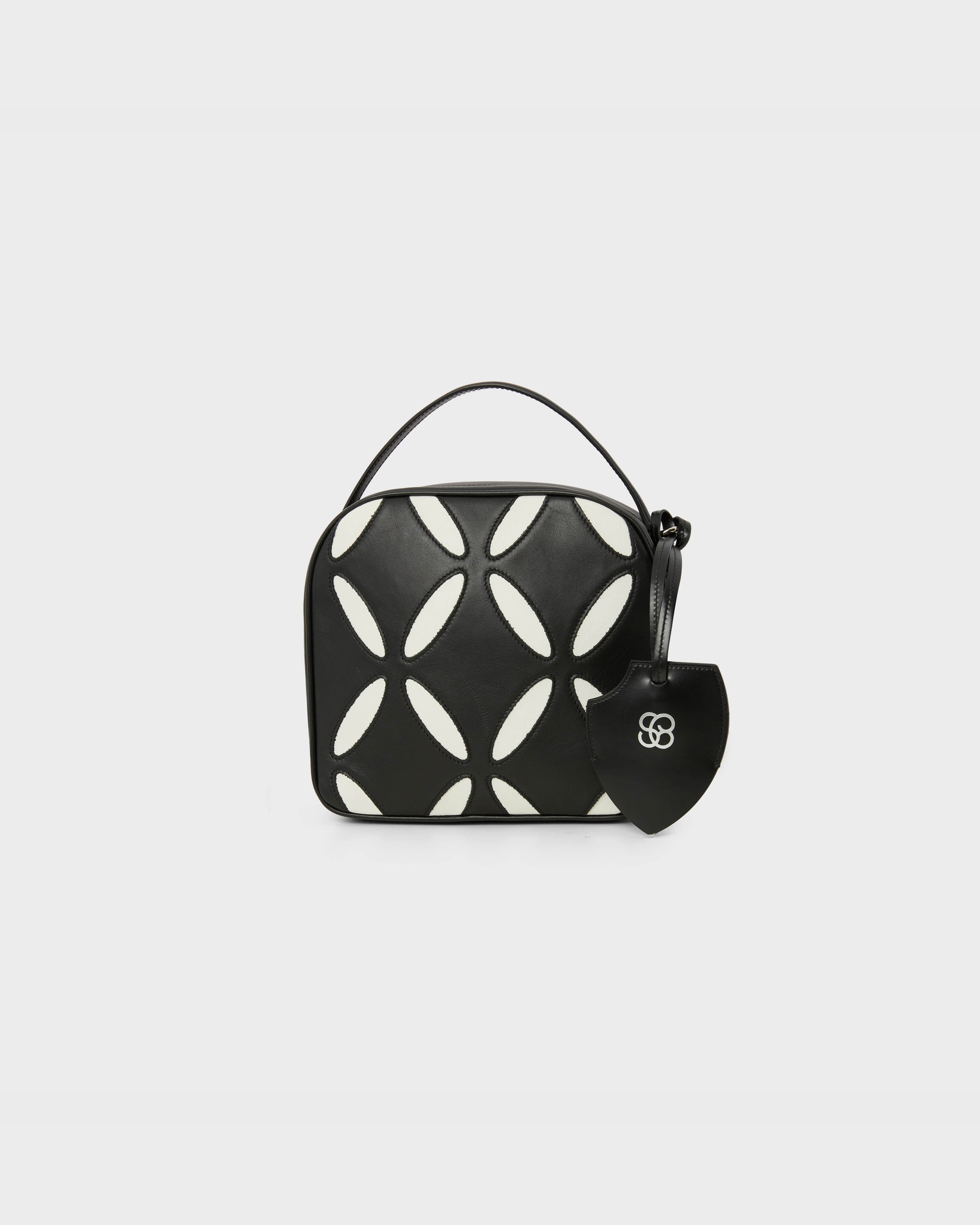 Bowling Bag in Black & White Leather