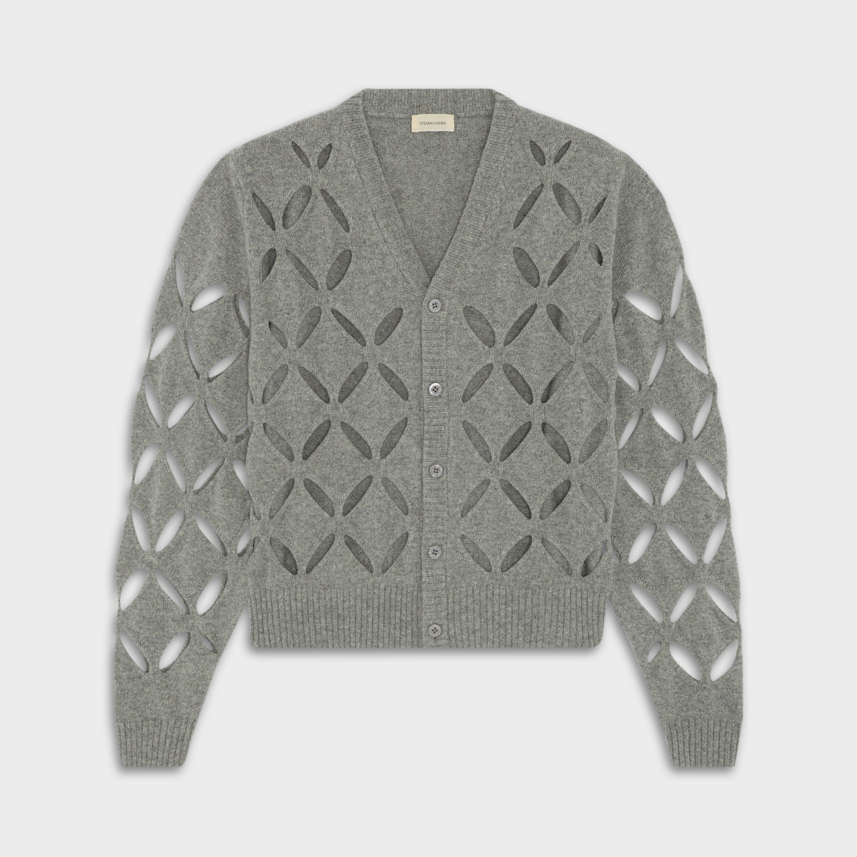 Slashed Cardigan in Grey Front