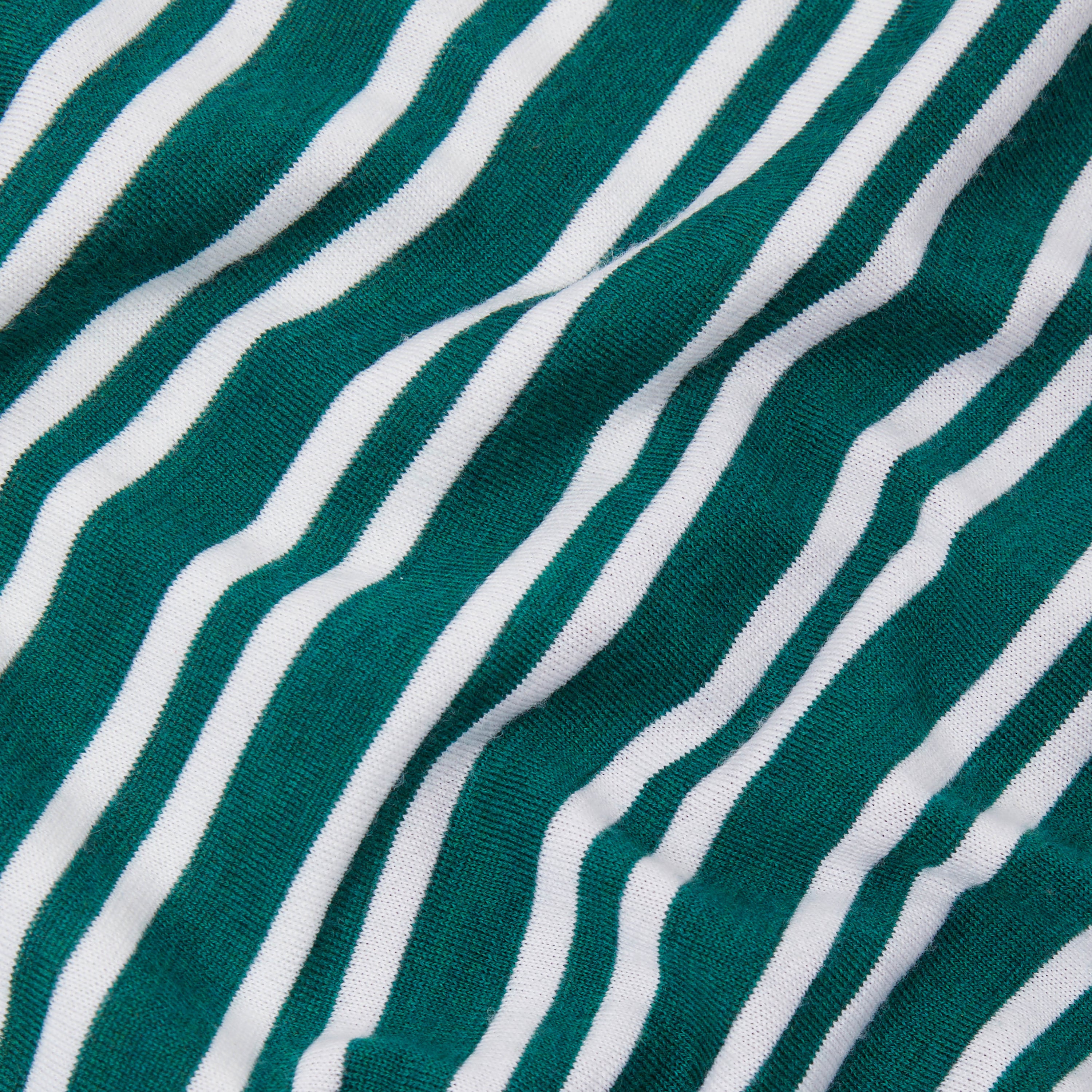 Knitted Polo Shirt in Green Stripe