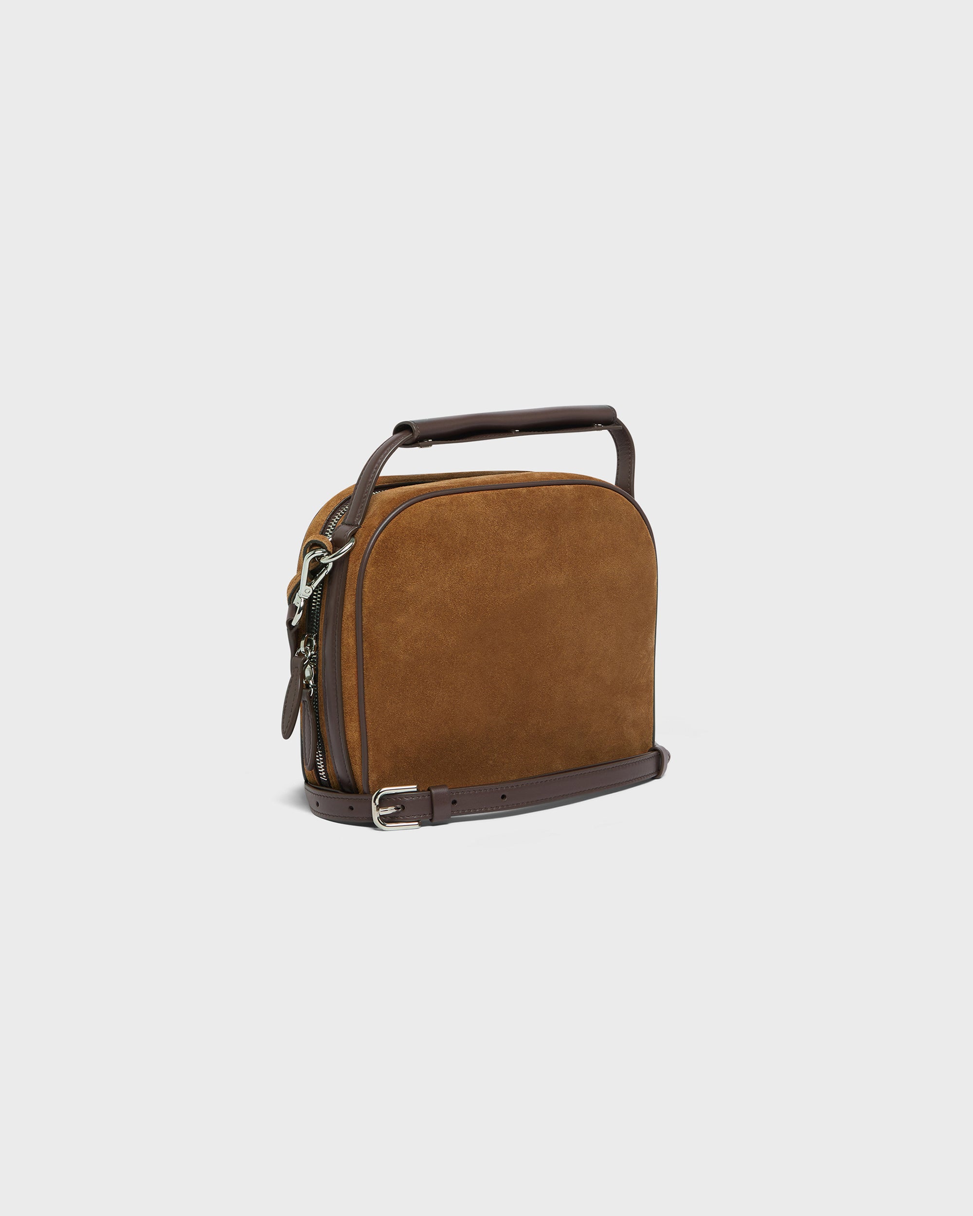 Bowling Bag in Brown Suede