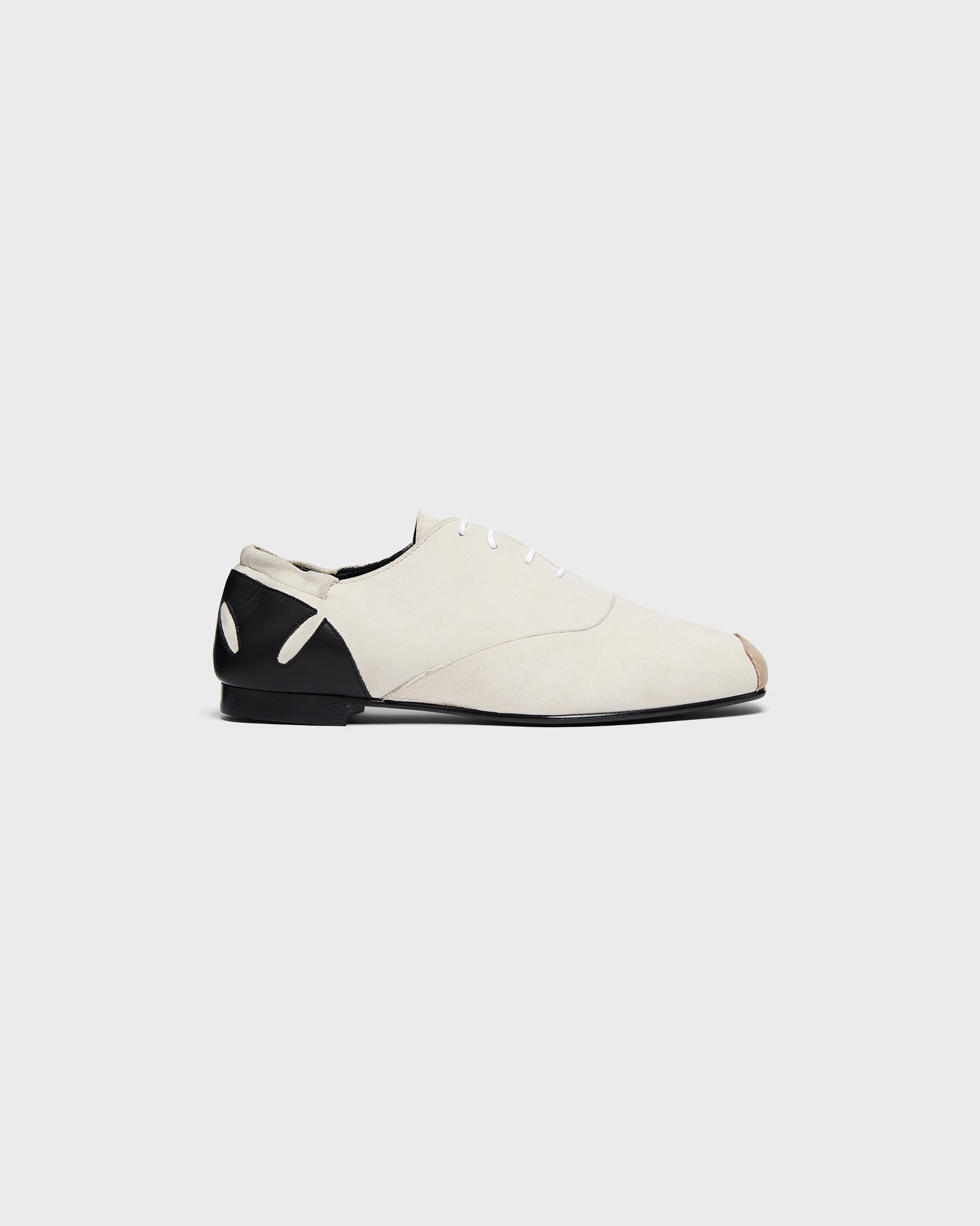 Slashed Dancer Shoe in Off White Suede