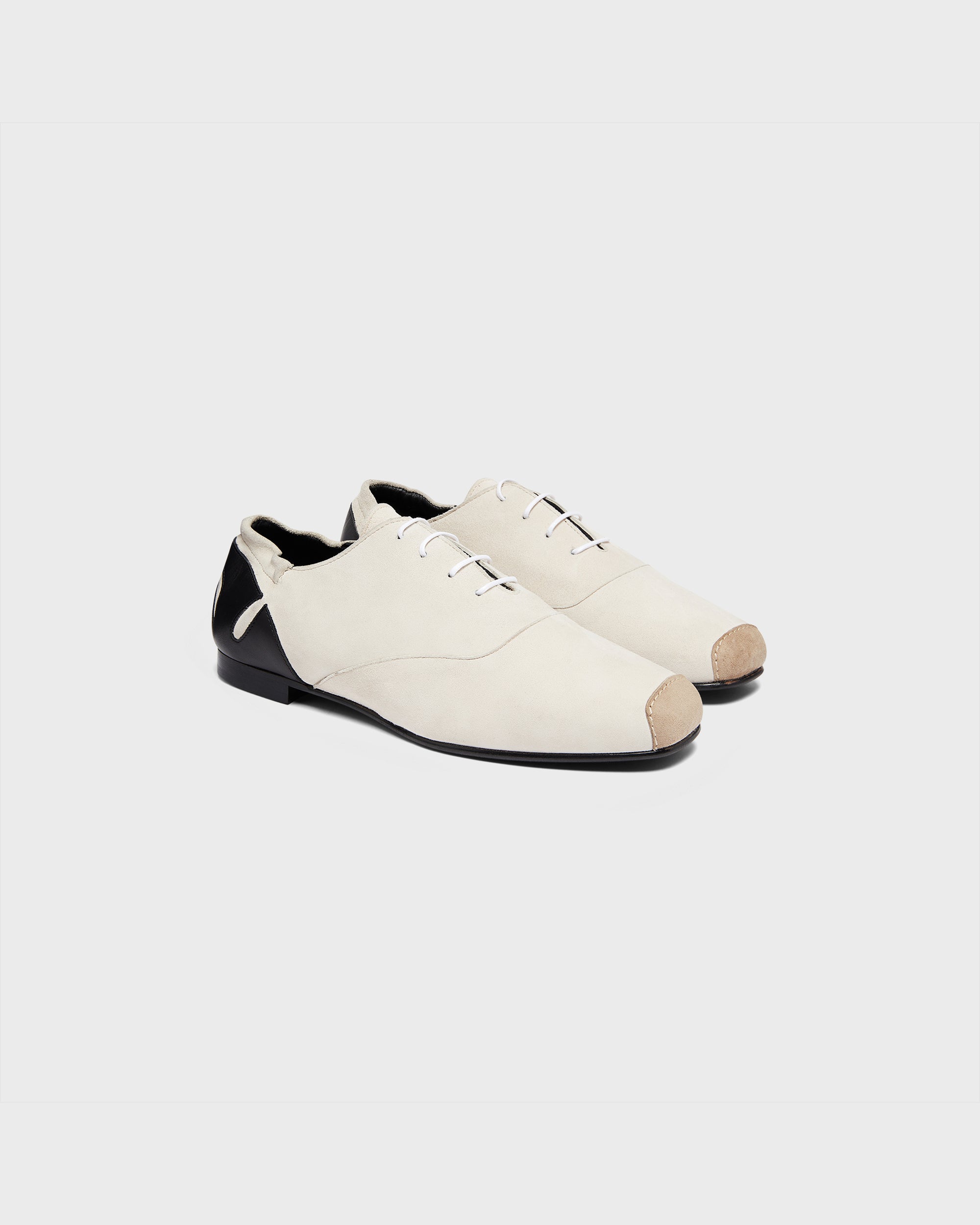 Slashed Dancer Shoe in Off White Suede