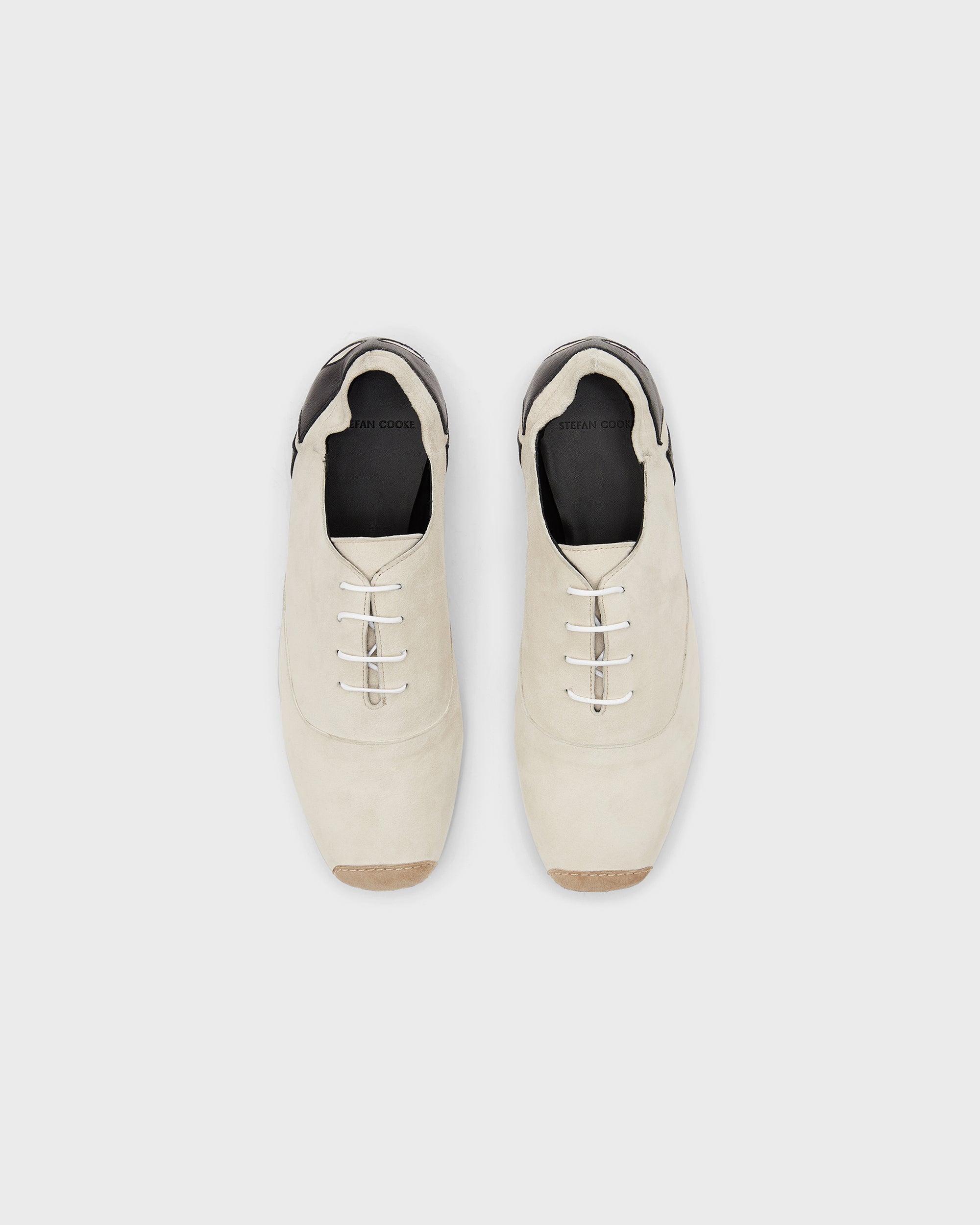 Slashed Dancer Shoe in Off White Suede