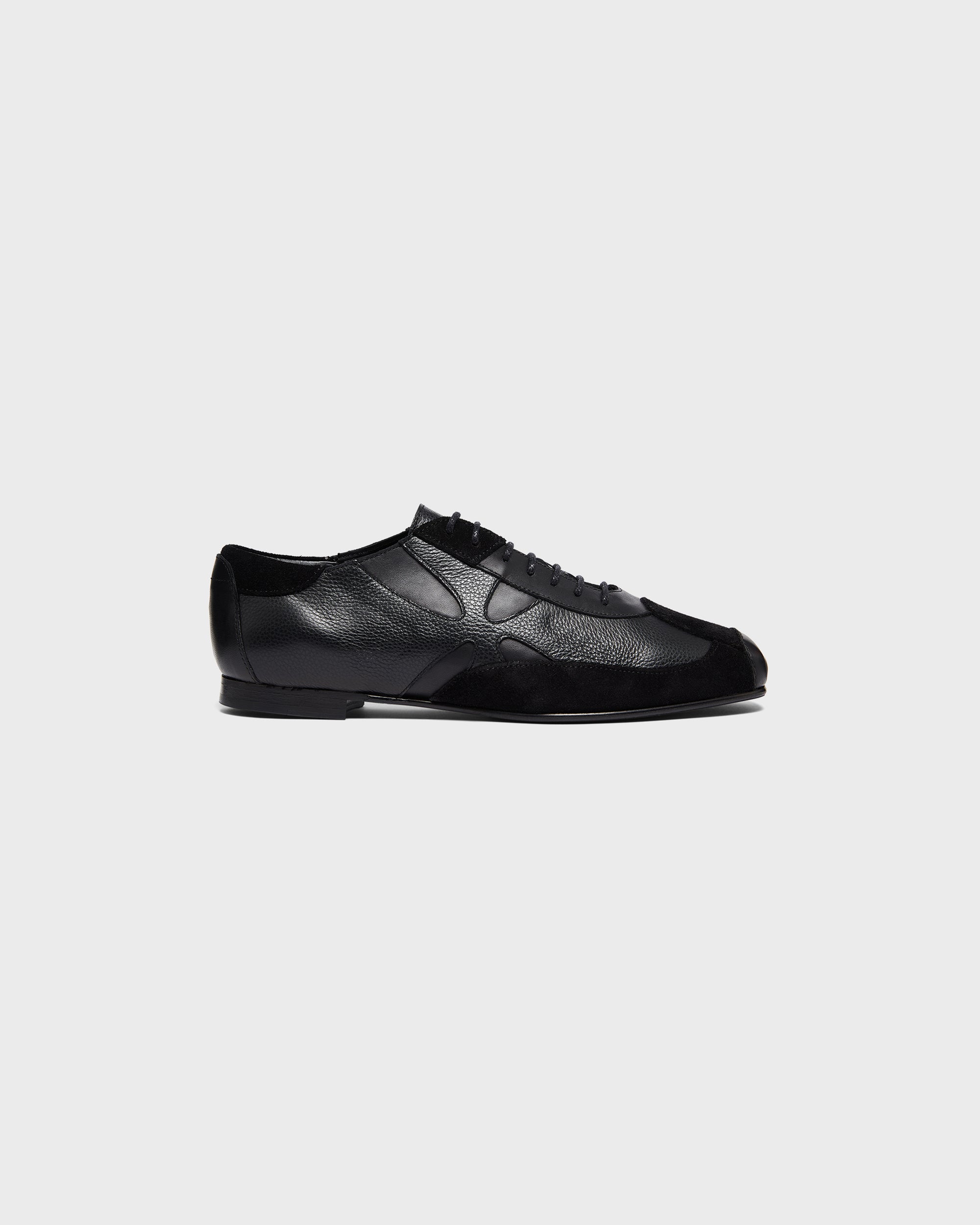 Slashed Hybrid Shoe in Black Grain Leather