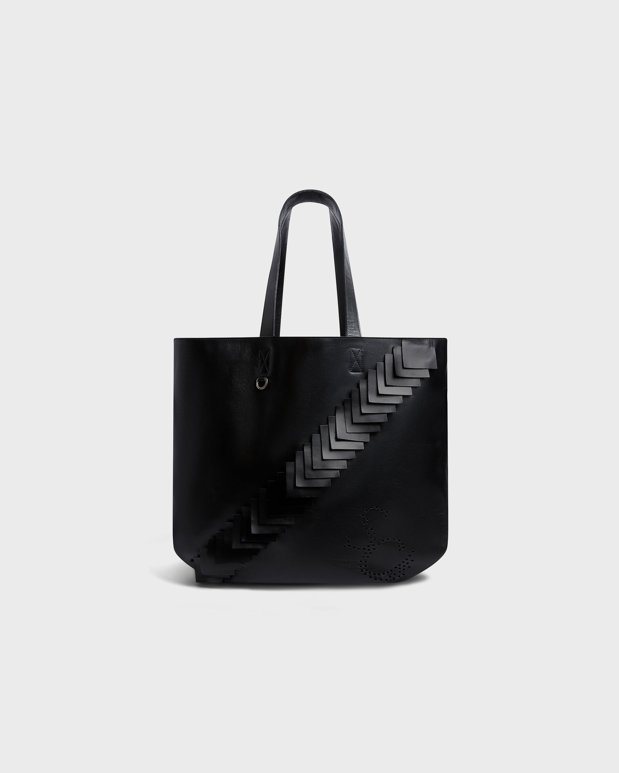 Leather Patch Tote Bag in Black