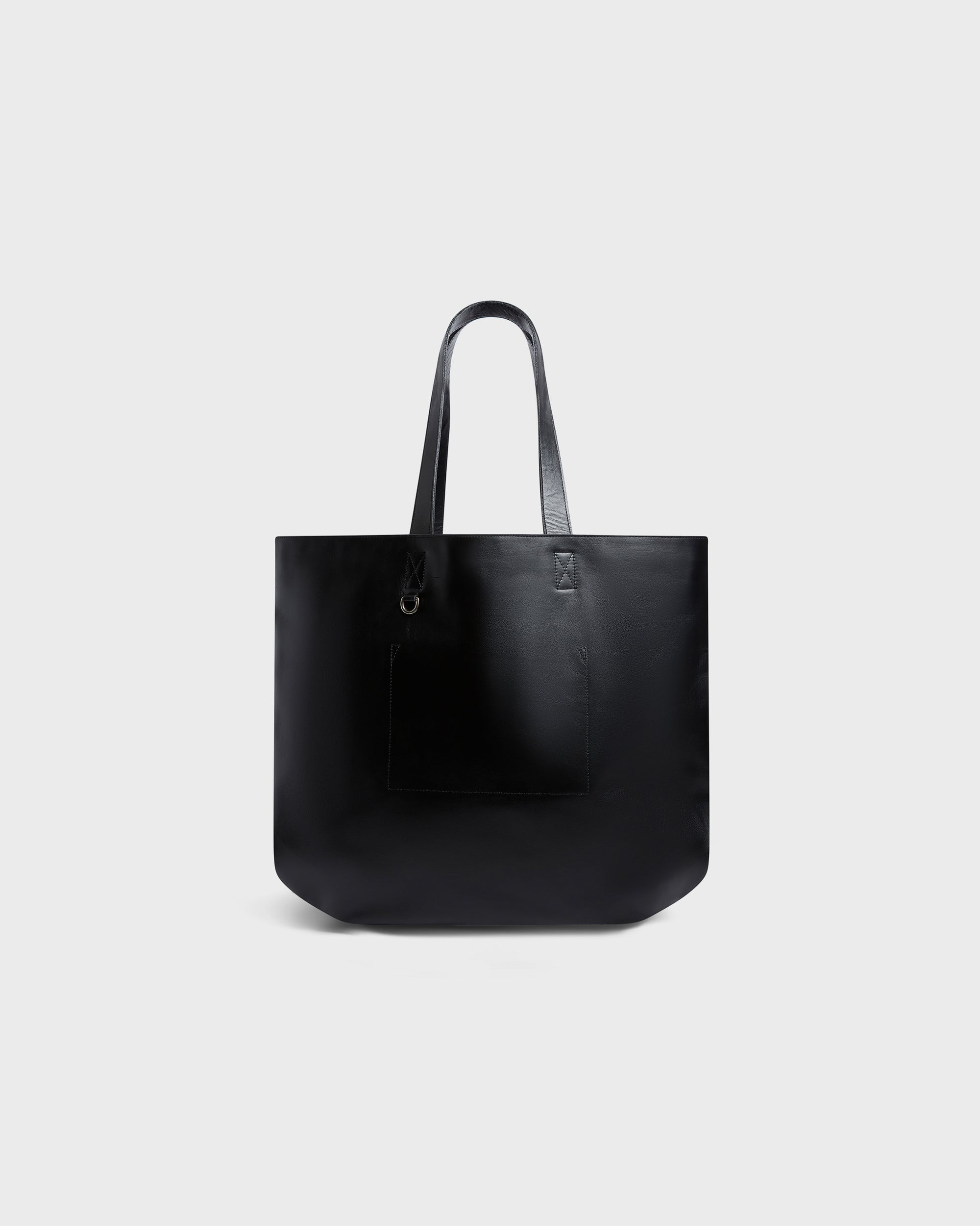 Leather Patch Tote Bag in Black