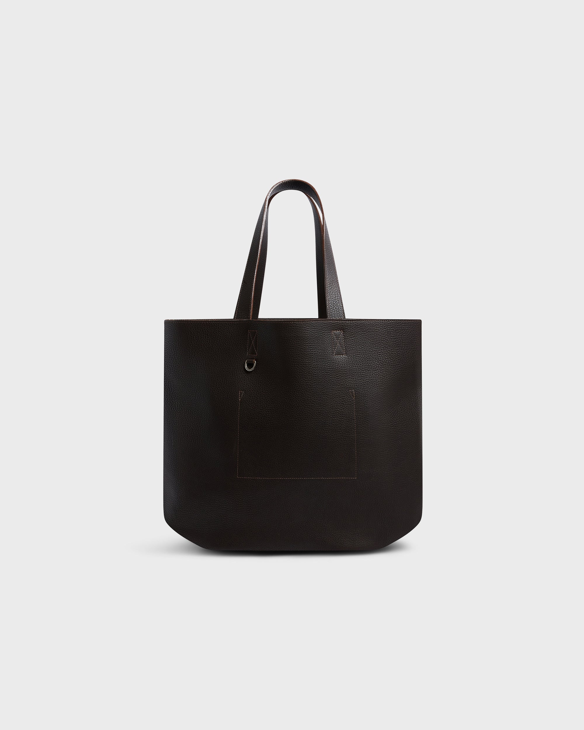 Leather Patch Tote Bag in Brown