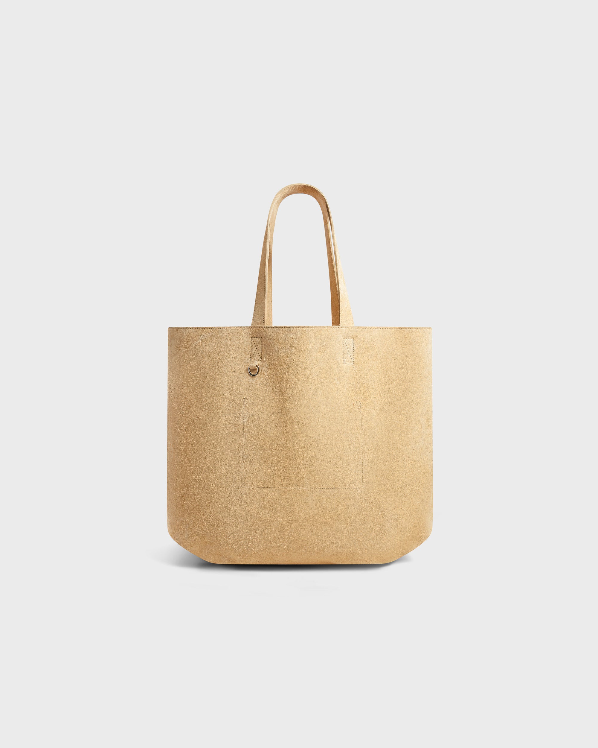 Leather Patch Tote Bag in Sand Suede